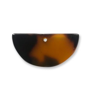Resin tortoise shell imitation drop earring semi circle or pendant - Qty: 2 pcs. - RE0025