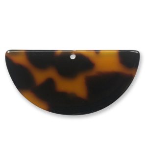 Resin tortoise shell imitation drop earring semi circle or pendant - Qty: 2 pcs. - RE0026