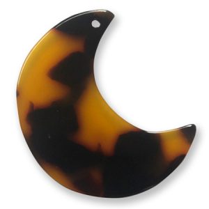 Resin tortoise shell imitation moon earring charm or pendant - Qty: 2 pcs. - RE0027