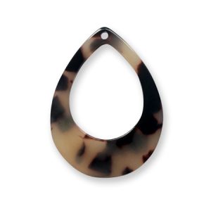 Resin tortoise shell imitation drop earring charm or pendant - Qty: 2 pcs. - RE0031