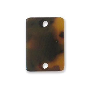Resin tortoise shell imitation rectangle component with 2 holes - Qty: 2 pcs. - RE0037