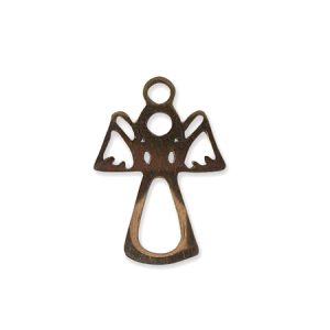 Stainless steel gold plated angel pendant or charm - Qty: 4 pcs. - FI8117