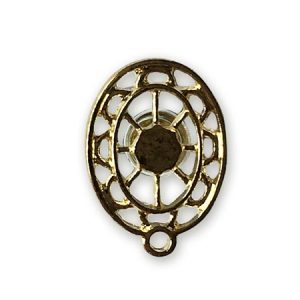 Oval stud filigree earring with ring and plastic stud back - Qty: 1 pair - FI8121