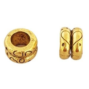 Large-hole double heart metal bead - Qty: 15 pcs. - LF2605