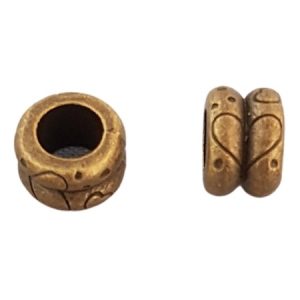 Large-hole double heart metal bead - Qty: 15 pcs. - LF2606