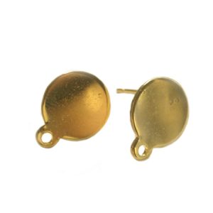 Round stud earring 304 stainless steel gold plated 8mm x 12mm - Qty: 1 pair - FI8180