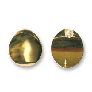 Oval stud earring 18k gold plated with backs - Qty: 2 pairs - FI8138