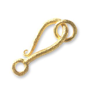 Hand-made Indian brushed gold plated sterling silver hook clasp - SS1228