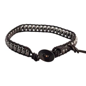 Adjustable gemstone single wrap bracelet  -Haematite- Qty: 1 pc - GE1789