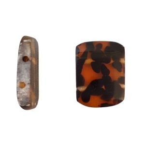 Resin tortoise shell imitation double drilled bead - Qty: 14 pcs - RE0039