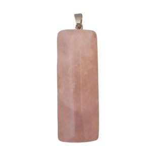 Rose quartz rectangular pendant with silver metal bail- Qty: 1 pc - GE1802