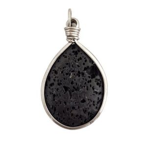 Lava stone oval pendant - Qty: 1 pc - GE1811