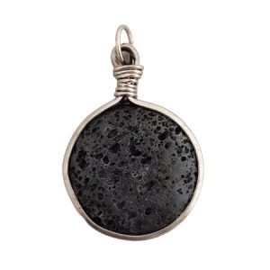 Lava stone round pendant - Qty: 1 pc - GE1812