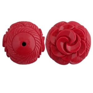 Carved resin rose motif bead large - Qty: 1 pc - RE0041