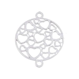 Heart metal connector piece  -Platinum Plated- Qty: 10 pcs - FI8209