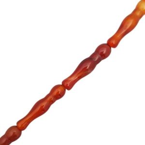 Carnelian oblong carved bead - 25mm x 5mm x 5mm - Qty: 15 pcs - GE0925