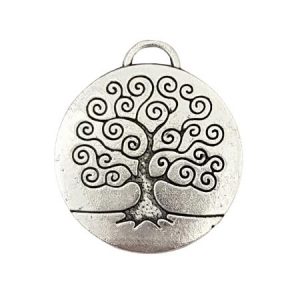 Tree of Life pendant silver - double sided - 27mm x 25mm x 2mm- Qty: 7 pcs - LF2520