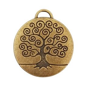 Tree of Life pendant antique gold - double sided - 27mm x 25mm x 2mm- Qty: 7 pcs - LF2521