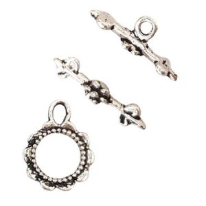 Toggle clasp - Flower - Silver - Qty: 8 sets. - MB0051