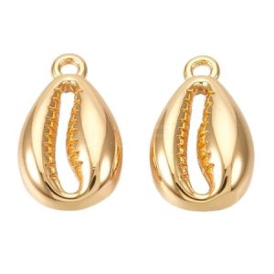 Cowrie shell drop 18k gold plated - Qty: 5 pcs - FI8242