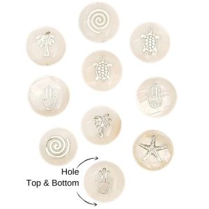 Shell beads assorted embossed designs - Qty: 10 pcs - SH3094