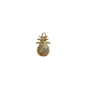 Pineapple 18k gold plated pink cubic zirconia pendant - Qty: 1 pcs. - FI9003