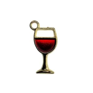 Enamel wine glass charm - Qty: 1 pc. - FI9004