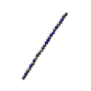 Royal blue, half silver electroplate opaque glass rondelle bead 4mm x 3mm - Qty: 145 pcs. - GB7063