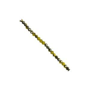 yellow, half silver electroplate opaque glass rondelle bead 4mm x 3mm - Qty: 145 pcs. - GB7064