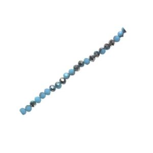 deep sky blue, half silver electroplate opaque glass rondelle bead 4mm x 3mm - Qty: 145 pcs. - GB7065