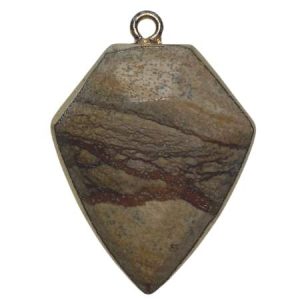 Picture Jasper arrow pendant with gold metal loop- Qty: 1 pc - GE1846