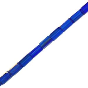 Rectangle flat glass bead 8mm x 4mm - Blue part AB finish - Qty: 45 pcs. - GB0626
