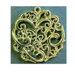 18k gold plated pendant or charm - Flat Round - Qty: 1 pce. - FI9048