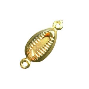 Metal connector piece -Cowrie-  18kt gold plated- Qty: 6 pcs. - FI9051
