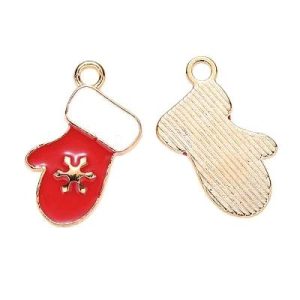 Enamel Xmas Stocking charm - Qty: 5 pc. - FI9074