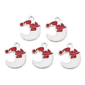 Enamel Xmas Moon charm - Qty: 5 pc. - FI9079