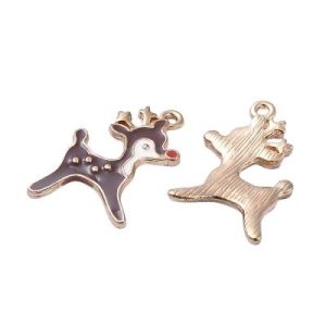 Enamel Xmas Snow Deer charm - Qty: 5 pc. - FI9080