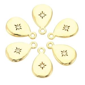 Cubic Zirconia 18k gold plated pendant or charm - Teardrop - Qty: 1 pce. - FI9081