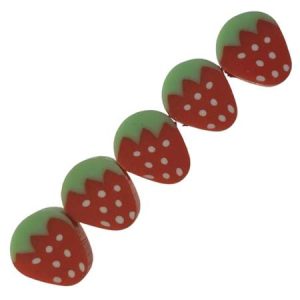 Fimo Strawberry beads 10mm x 9mm - Qty: 15 pcs. - FM0082