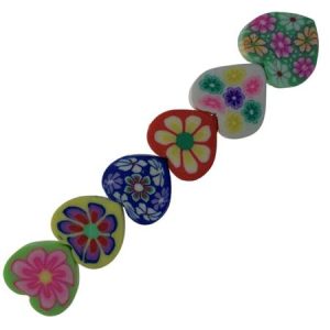 Assorted fimo heart beads 11mm x 10mm - Qty: 15 pcs. - FM0086