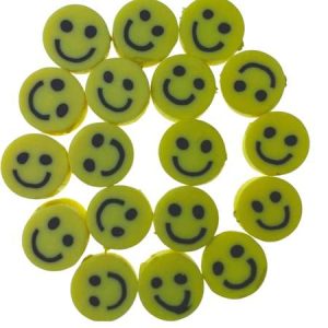 Fimo round smiley face beads 6mm x 6mm - Qty: 15 pcs. - FM0089