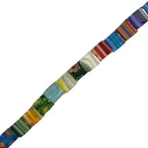 Cube millefiori bead 6mm - Qty: 65 pcs. - GB7078