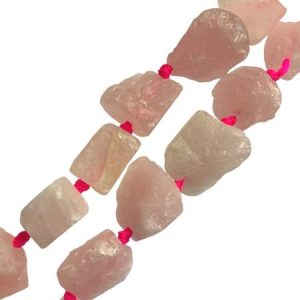 Raw natural Rose Quartz nugget beads 16-38mm x 9-25mm x 10-25mm - GE1859