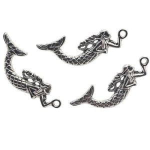 Metal mermaid charm 33mm x 12mm - Qty: 8 pcs. LF2775