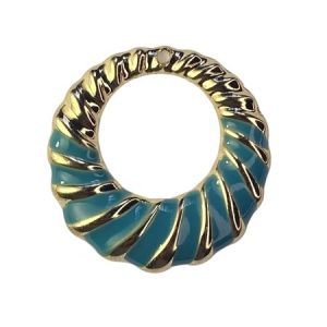 Metal and enamel round pendant 27mm x 27mm - Qty: 4 pcs. LF2781