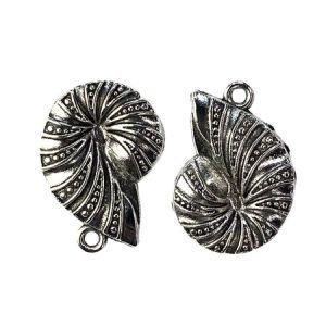 Metal conch shell charm 17mm x 23mm - Qty: 6 pcs. LF2778