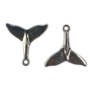 Metal whale tail charm 18mm x 20mm - Qty: 8 pcs. LF2777