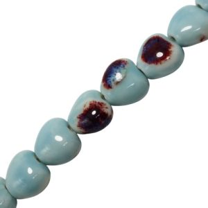 Ceramic heart bead - Qty: 13 pcs sky blue - CR2008
