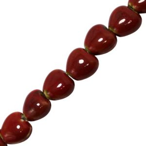 Ceramic heart bead - Qty: 13 pcs dark red - CR2011