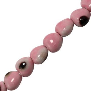 Ceramic heart bead - Qty: 13 pcs pink - CR2012